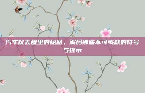 汽车仪表盘里的秘密,解码那些不可或缺的符号与提示