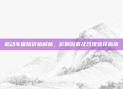 机动车保险价格解析,影响因素及合理选择指南