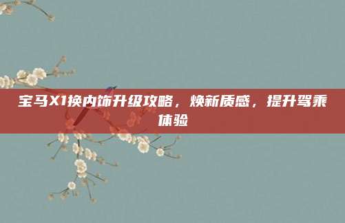 宝马X1换内饰升级攻略,焕新质感,提升驾乘体验