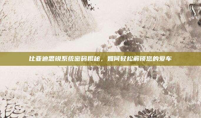 比亚迪思锐系统密码揭秘，如何轻松解锁您的爱车