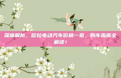 深度解析，欧拉电动汽车价格一览，购车指南全解读！