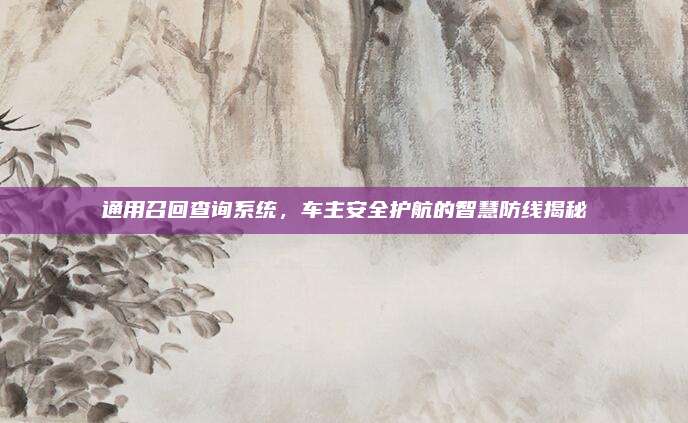 通用召回查询系统，车主安全护航的智慧防线揭秘