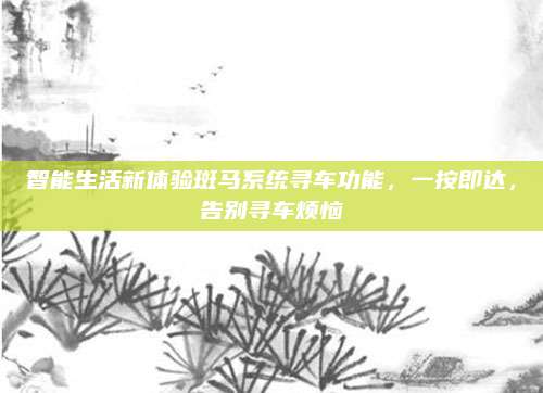 智能生活新体验斑马系统寻车功能，一按即达，告别寻车烦恼