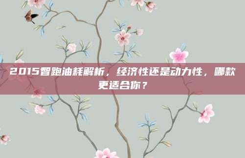 2015智跑油耗解析，经济性还是动力性，哪款更适合你？