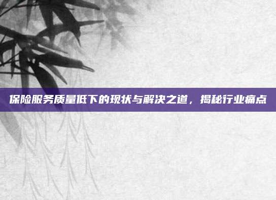 保险服务质量低下的现状与解决之道，揭秘行业痛点
