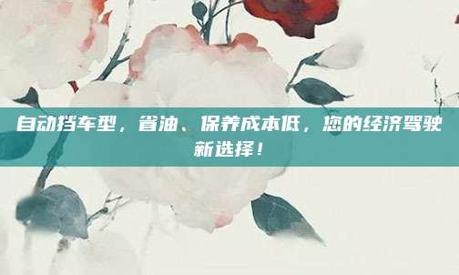 自动挡车型，省油、保养成本低，您的经济驾驶新选择！