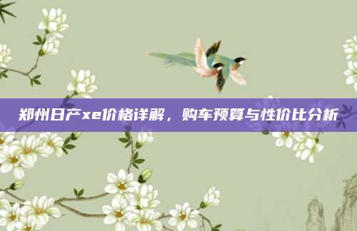 郑州日产xe价格详解，购车预算与性价比分析
