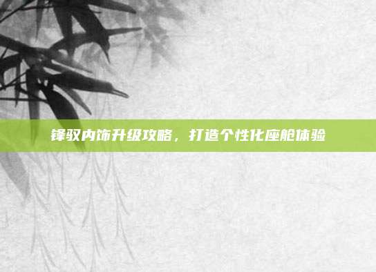 锋驭内饰升级攻略，打造个性化座舱体验