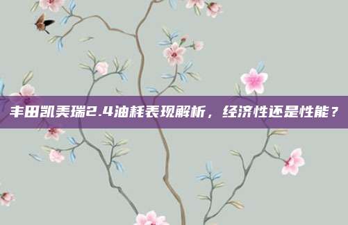 丰田凯美瑞2.4油耗表现解析，经济性还是性能？