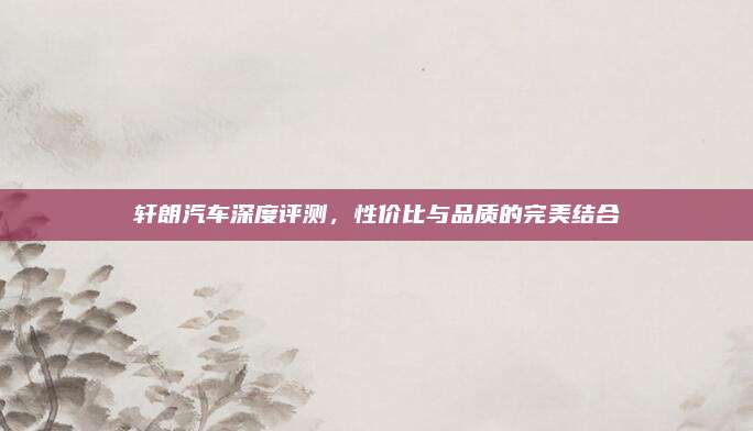 轩朗汽车深度评测，性价比与品质的完美结合