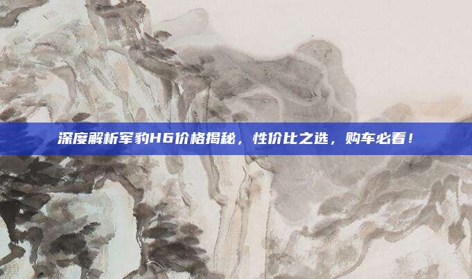 深度解析军豹H6价格揭秘，性价比之选，购车必看！