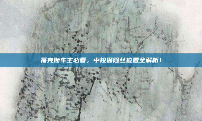 福克斯车主必看，中控保险丝位置全解析！