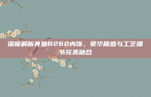 深度解析奔驰B260内饰，豪华质感与工艺细节完美融合