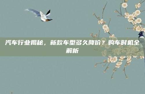 汽车行业揭秘，新款车型多久降价？购车时机全解析