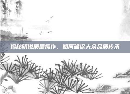 揭秘明锐质量操作，如何确保大众品质传承