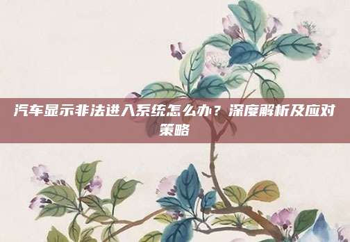 汽车显示非法进入系统怎么办？深度解析及应对策略