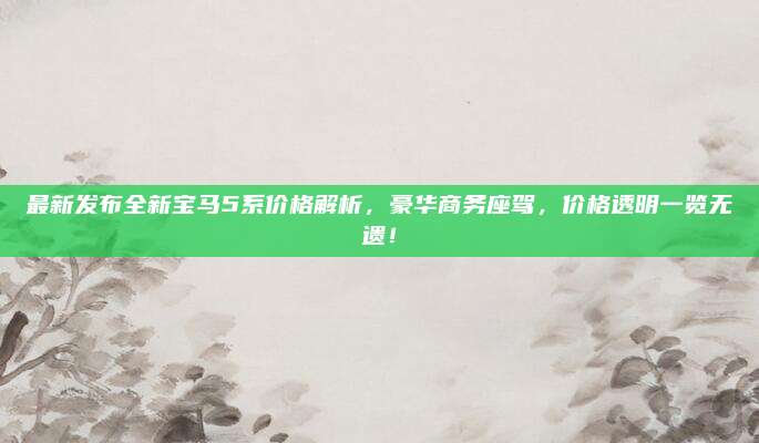 最新发布全新宝马5系价格解析，豪华商务座驾，价格透明一览无遗！