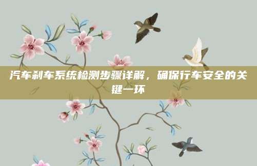 汽车刹车系统检测步骤详解，确保行车安全的关键一环