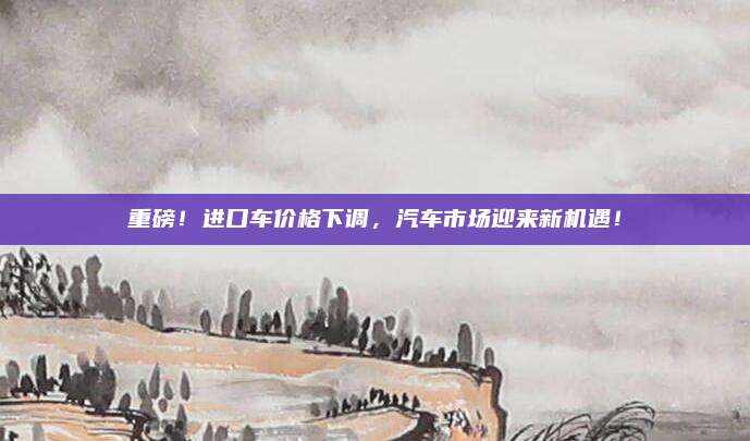 重磅！进口车价格下调，汽车市场迎来新机遇！