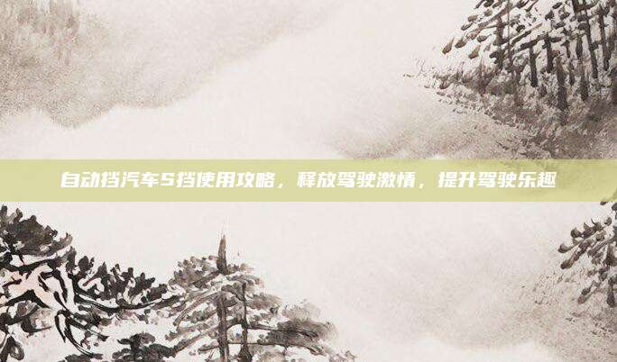 自动挡汽车S挡使用攻略，释放驾驶激情，提升驾驶乐趣