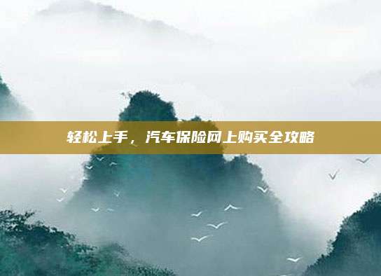 轻松上手，汽车保险网上购买全攻略