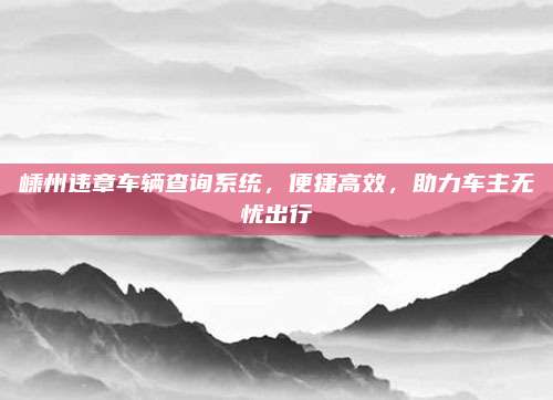 嵊州违章车辆查询系统,便捷高效,助力车主无忧出行
