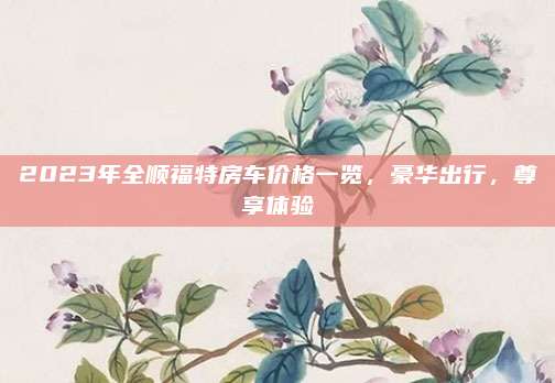 2023年全顺福特房车价格一览，豪华出行，尊享体验