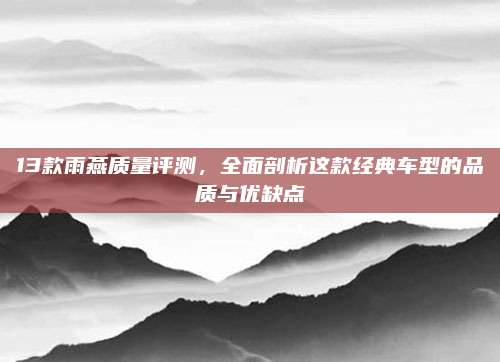 13款雨燕质量评测，全面剖析这款经典车型的品质与优缺点