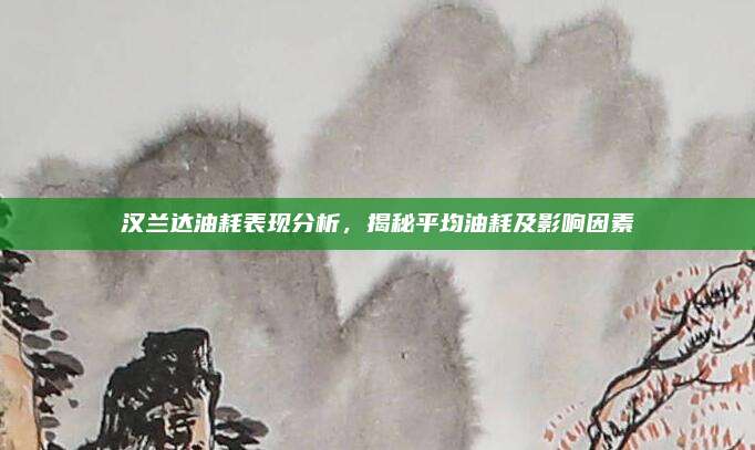 汉兰达油耗表现分析，揭秘平均油耗及影响因素
