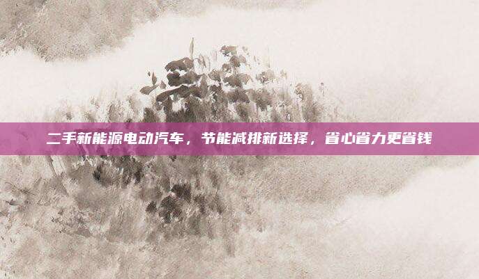 二手新能源电动汽车，节能减排新选择，省心省力更省钱