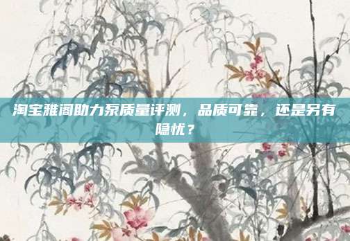 淘宝雅阁助力泵质量评测，品质可靠，还是另有隐忧？