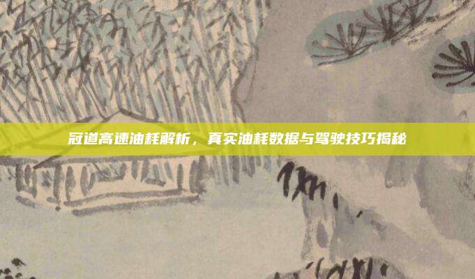 冠道高速油耗解析，真实油耗数据与驾驶技巧揭秘
