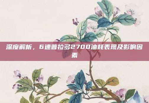 深度解析，6速普拉多2700油耗表现及影响因素