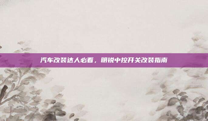 汽车改装达人必看，明锐中控开关改装指南