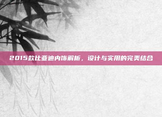 2015款比亚迪内饰解析，设计与实用的完美结合