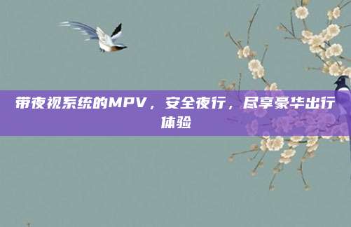 带夜视系统的MPV，安全夜行，尽享豪华出行体验