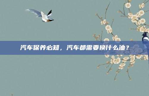 汽车保养必知，汽车都需要换什么油？