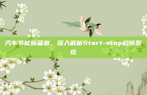 汽车节能新篇章，深入解析Start-stop启停系统