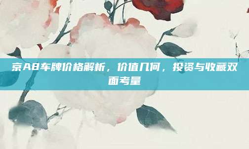 京A8车牌价格解析，价值几何，投资与收藏双面考量