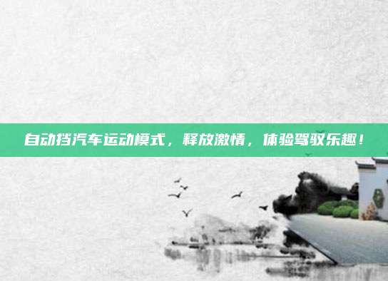 自动挡汽车运动模式,释放激情,体验驾驭乐趣!