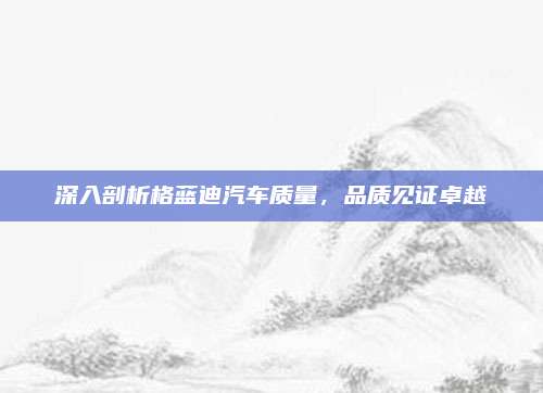 深入剖析格蓝迪汽车质量，品质见证卓越