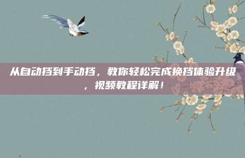 从自动挡到手动挡，教你轻松完成换挡体验升级，视频教程详解！
