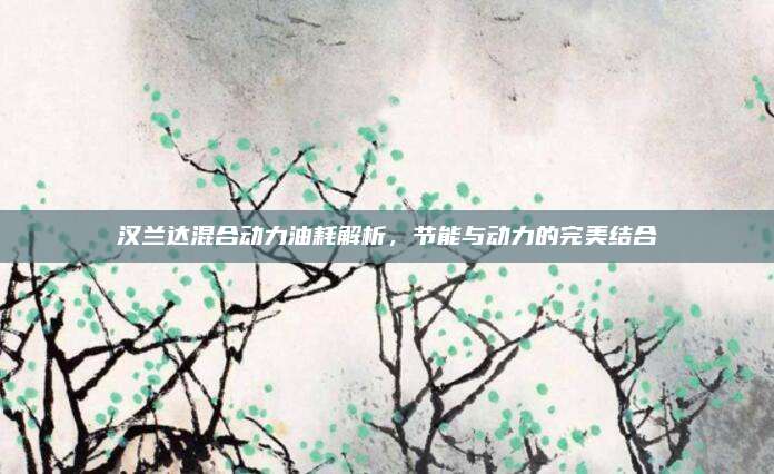 汉兰达混合动力油耗解析，节能与动力的完美结合