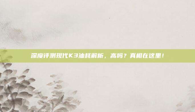 深度评测现代K3油耗解析，高吗？真相在这里！