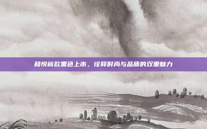 和悦新款黑色上市，诠释时尚与品质的双重魅力