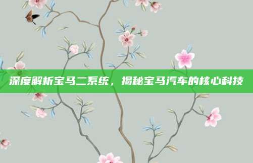 深度解析宝马二系统，揭秘宝马汽车的核心科技