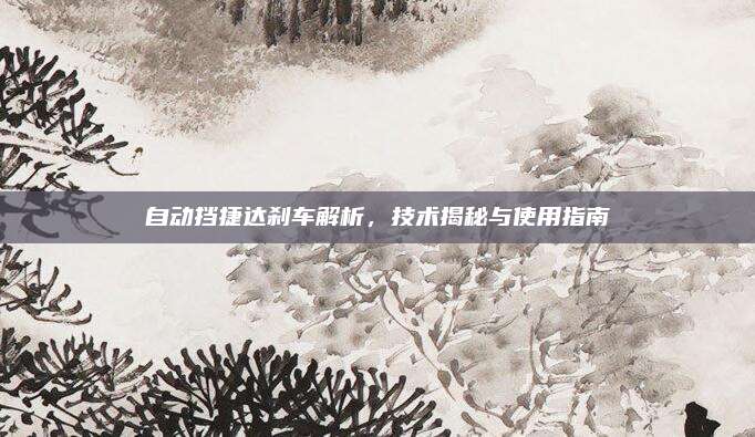 自动挡捷达刹车解析，技术揭秘与使用指南