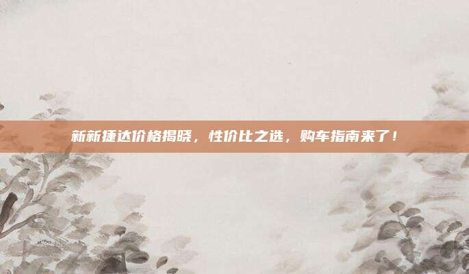新新捷达价格揭晓，性价比之选，购车指南来了！