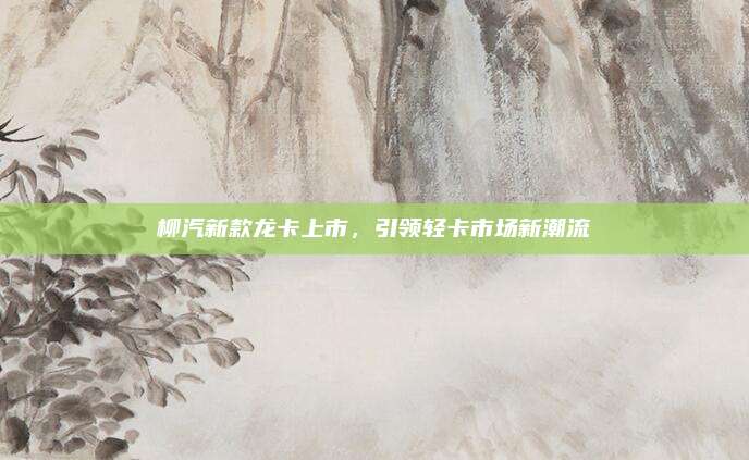 柳汽新款龙卡上市，引领轻卡市场新潮流