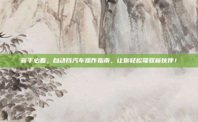 新手必看，自动挡汽车操作指南，让你轻松驾驭新伙伴！
